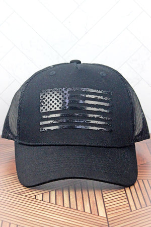 Black with Black Flag Mesh Cap - Wholesale Accessory Market