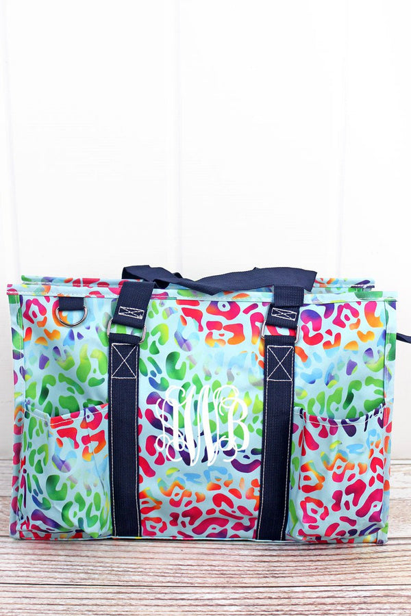 Chasing Rainbows Utility Tote with Navy Trim