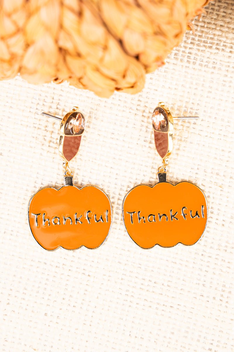 Pumpkin 'Thankful' Earrings - Wholesale Accessory Market