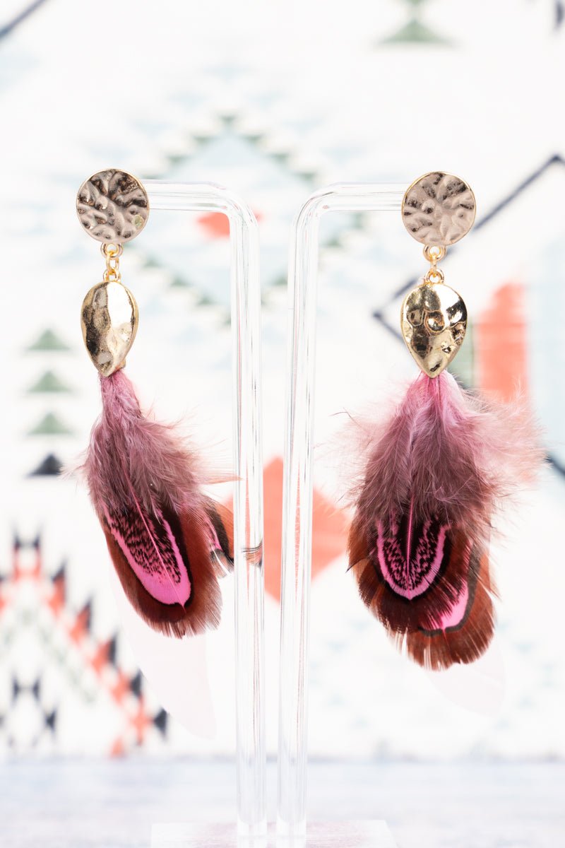 Mud Pie Women's Feather Earrings, Blush, One India | Ubuy