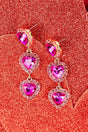Viola Fuchsia Heart Drop Earrings - Wholesale Accessory Market