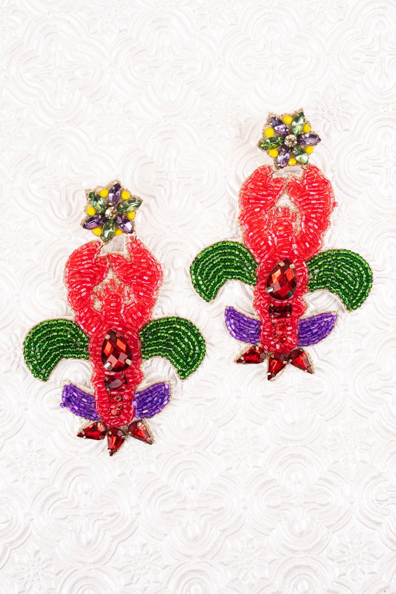 Viola Let The Good Times Boil Mud Bug Seed Bead Earrings - Wholesale Accessory Market