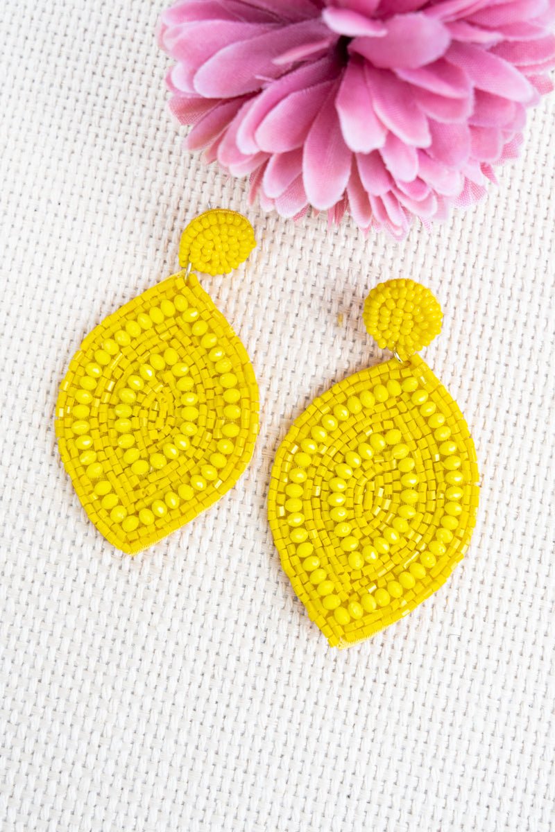 Look My Way Yellow Seed Bead Earrings Wholesale Accessory Market