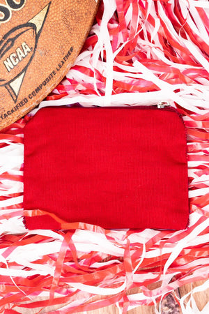 Game Day Y'all Red and White Seed Bead Coin Purse - Wholesale Accessory Market