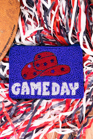 Hat's Off Game Day Red and Blue Seed Bead Coin Purse - Wholesale Accessory Market