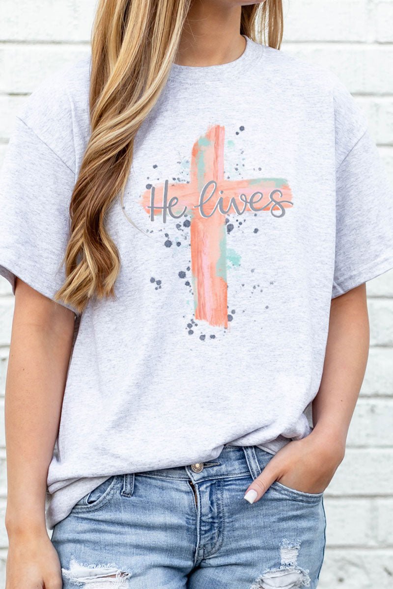 Watercolor He Lives Dri-Power 50/50 Tee - Wholesale Accessory Market