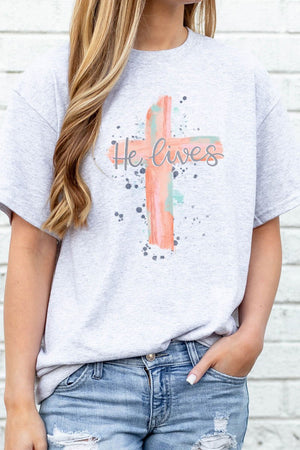 Watercolor He Lives Dri-Power 50/50 Tee - Wholesale Accessory Market