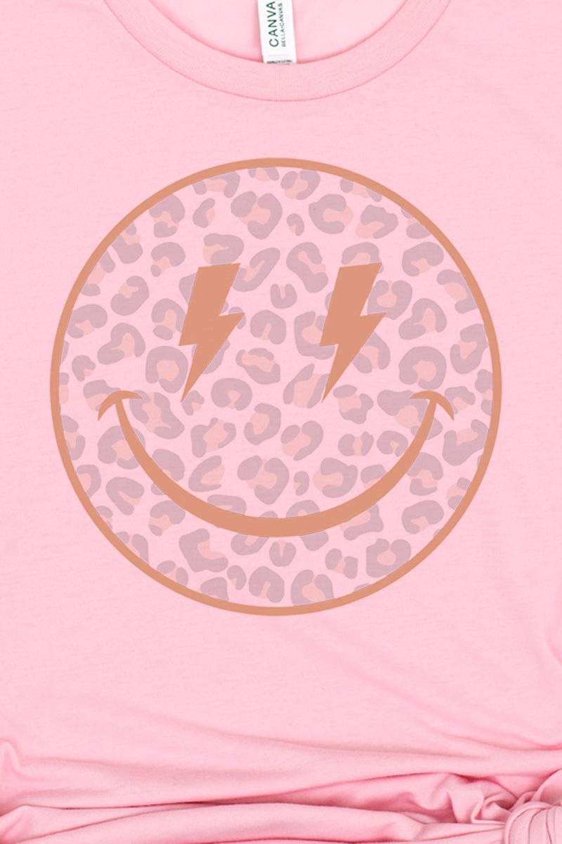 Lightning Cheetah Happy Face Tri - Blend Short Sleeve Tee - Wholesale Accessory Market