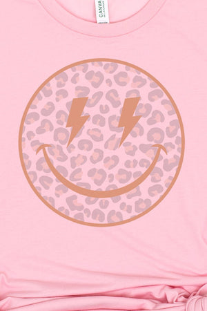Lightning Cheetah Happy Face Tri - Blend Short Sleeve Tee - Wholesale Accessory Market