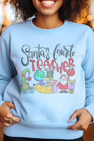Santa's Favorite Teacher Unisex NuBlend Crew Sweatshirt - Wholesale Accessory Market