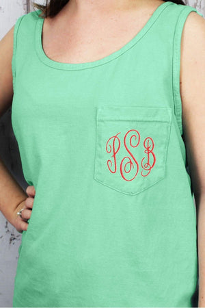 Shades of Green/Yellow Comfort Colors Pocket Tank *Personalize It - Wholesale Accessory Market