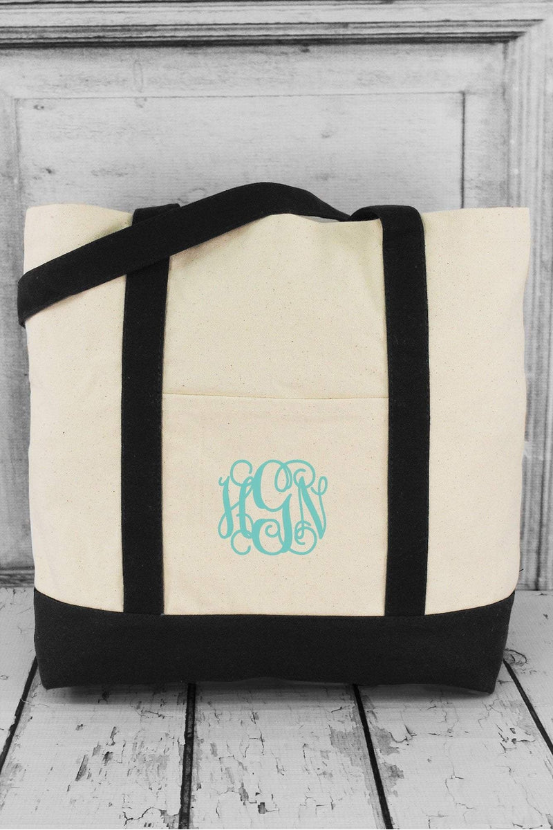 BAGedge Canvas Boat Tote, Natural and Black - Wholesale Accessory Market