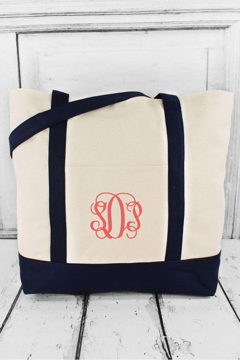 BAGedge Canvas Boat Tote, Natural and Navy - Wholesale Accessory Market