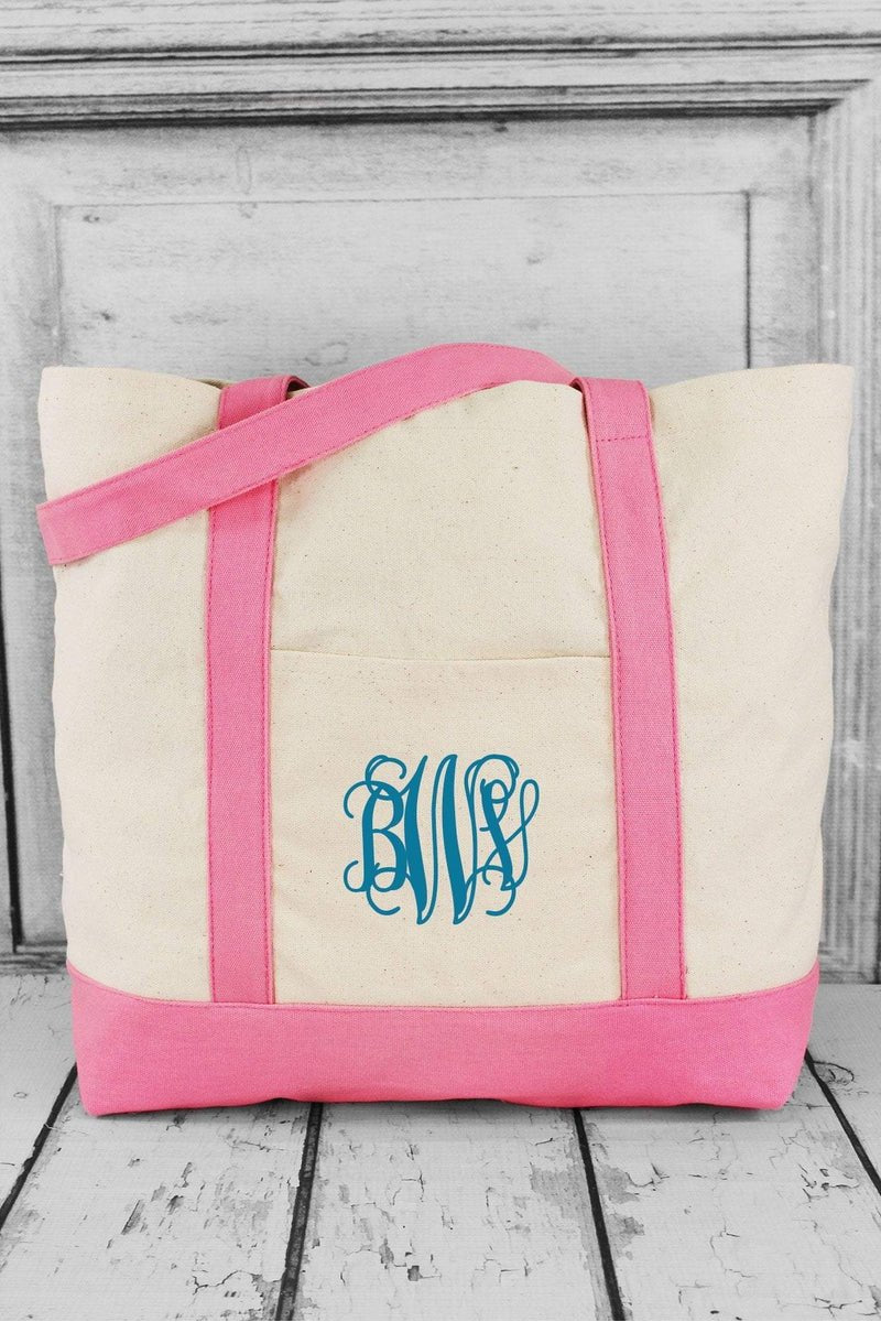 BAGedge Canvas Boat Tote, Natural and Pink - Wholesale Accessory Market