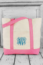 BAGedge Canvas Boat Tote, Natural and Pink - Wholesale Accessory Market
