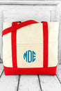 BAGedge Canvas Boat Tote, Natural and Red - Wholesale Accessory Market
