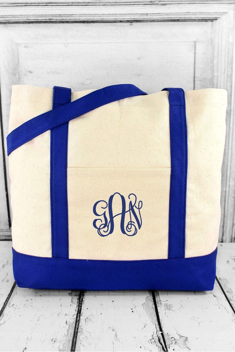 BAGedge Canvas Boat Tote, Natural and Royal - Wholesale Accessory Market