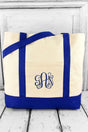 BAGedge Canvas Boat Tote, Natural and Royal - Wholesale Accessory Market