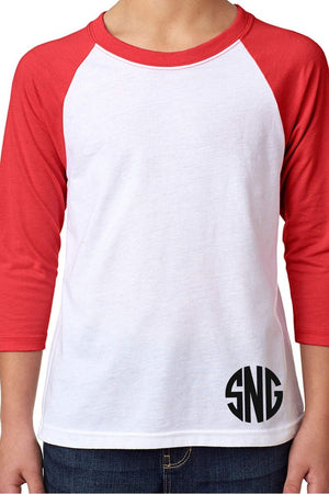 Next Level Youth 3/4 Sleeve Raglan, Red/White *Personalize It - Wholesale Accessory Market