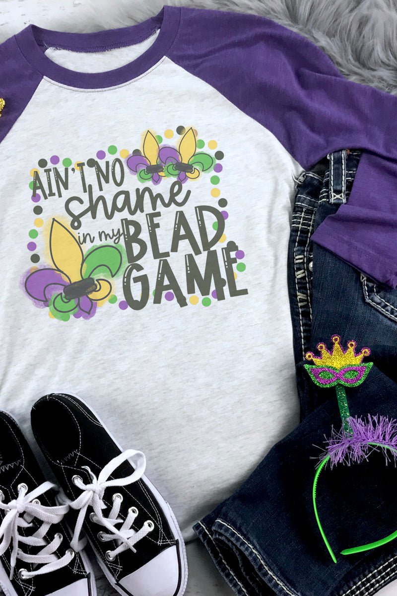 Bead Game Mardi Gras Tri - Blend Unisex 3/4 Raglan - Wholesale Accessory Market
