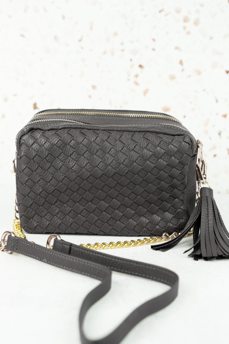 2392 Seagrass Handbag with Leather Trim