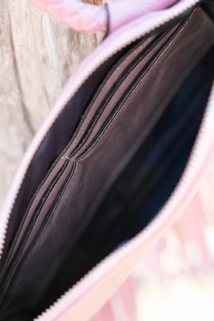 Pink Faux Leather Fringe Bangle Clutch - Wholesale Accessory Market