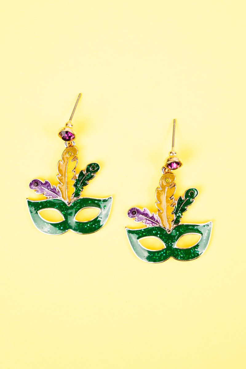 Glitter Mardi Gras Glitter Mask Earrings Wholesale Accessory Market