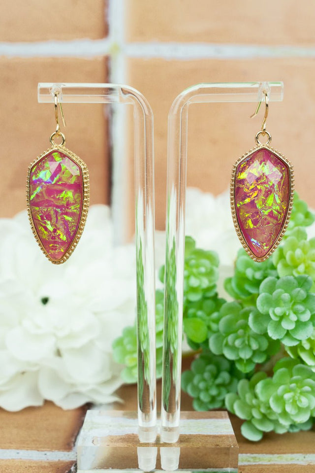 Lorelei Fuchsia Opal Petal Earrings - Wholesale Accessory Market