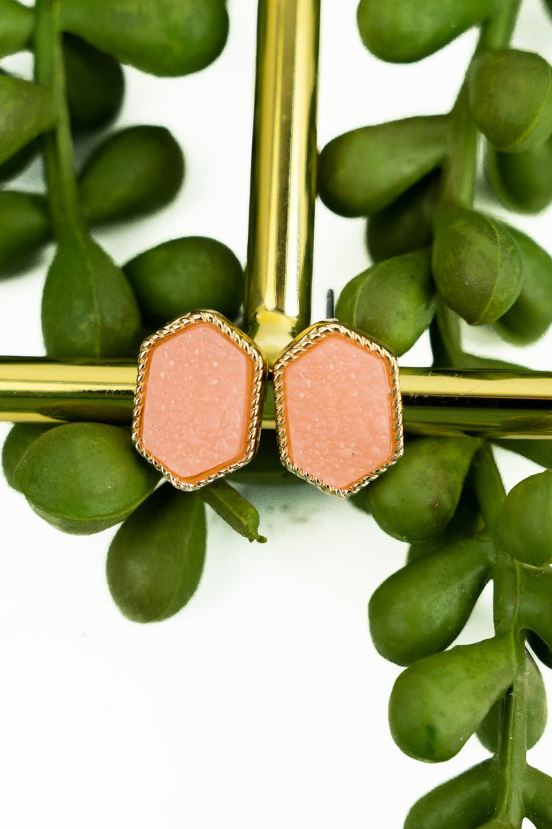 Lucie Light Pink Druzy Stud Earrings - Wholesale Accessory Market