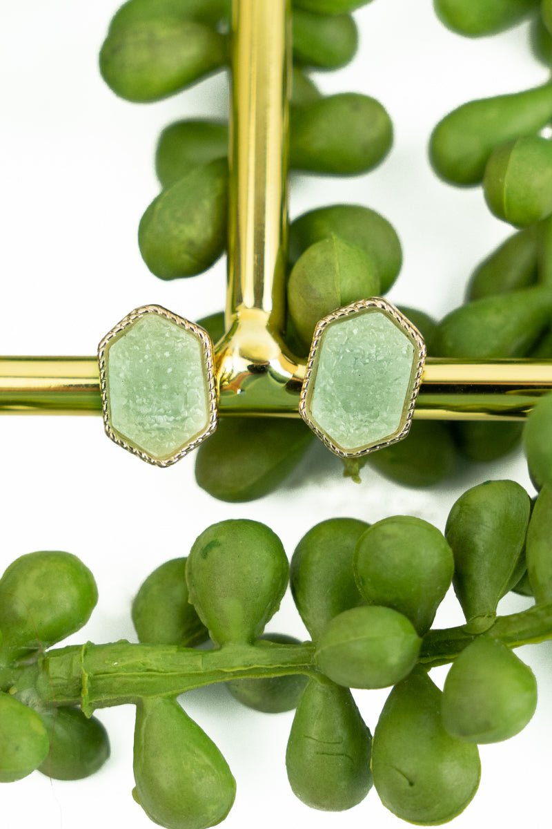 Lucie Mint Druzy Stud Earrings - Wholesale Accessory Market