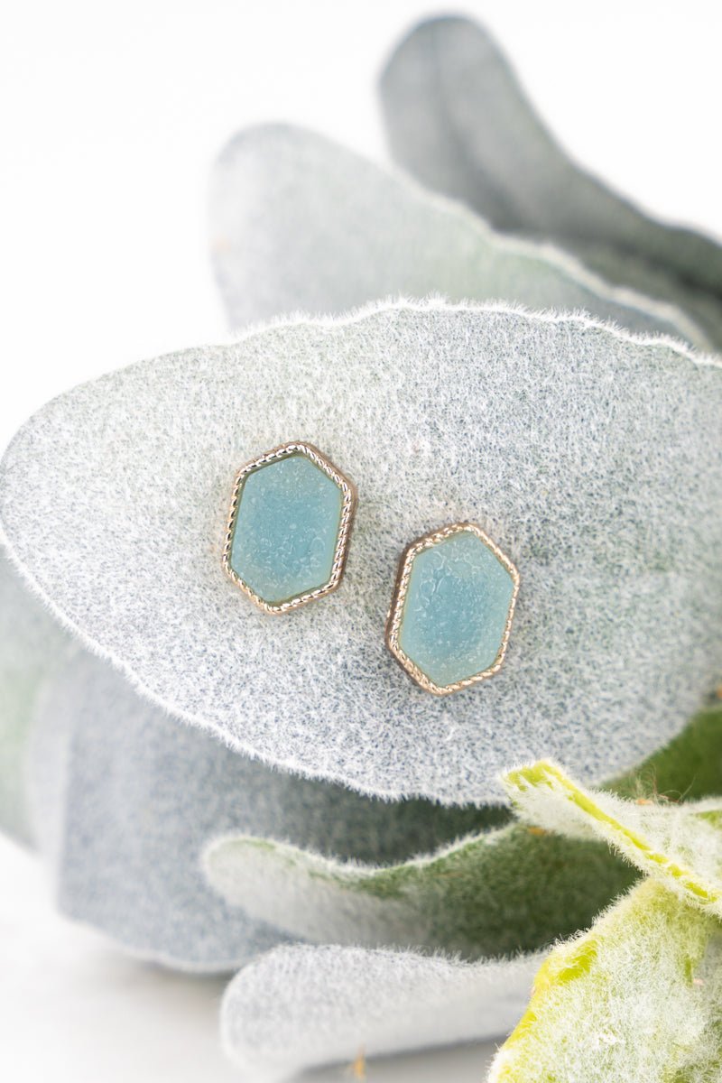 Lucie Turquoise Druzy Stud Earrings - Wholesale Accessory Market