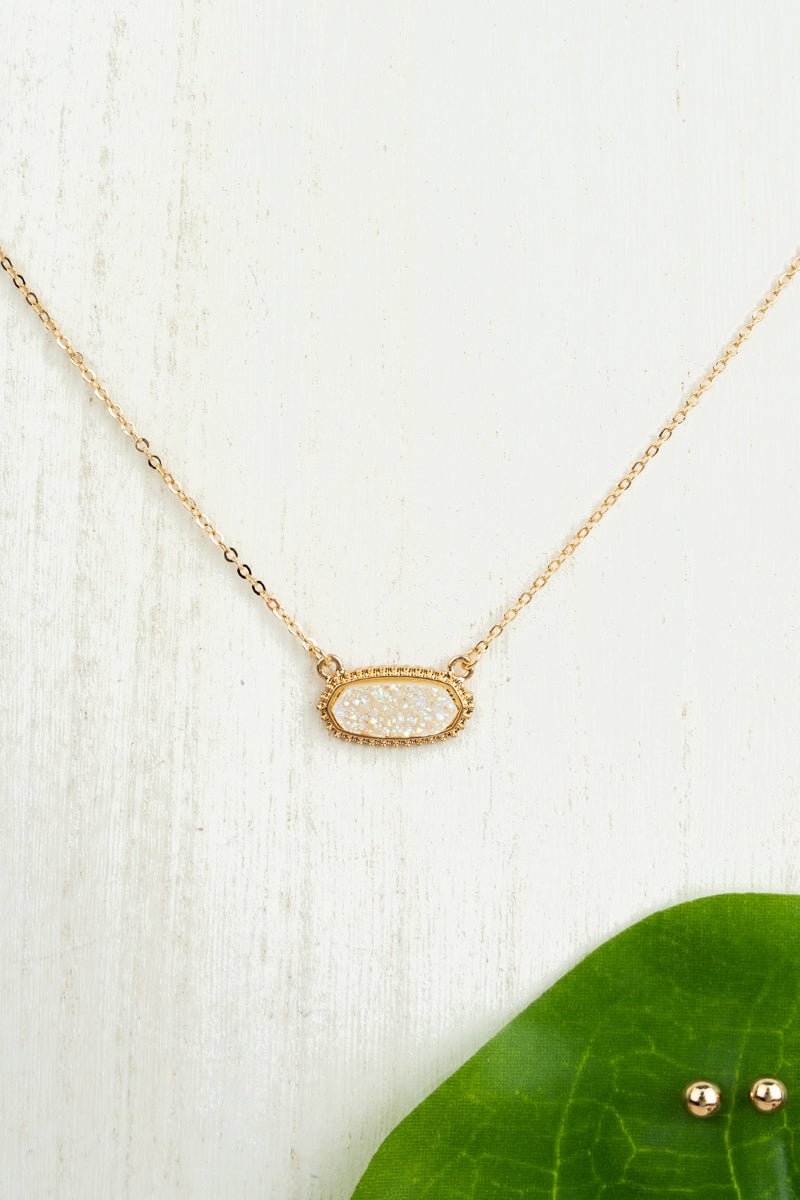Anelise Iridescent Druzy Necklace and Earrings Set - Wholesale Accessory Market