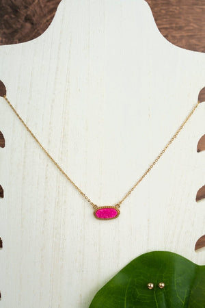 Anelise Pink Druzy Necklace and Earrings Set - Wholesale Accessory Market