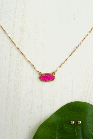 Anelise Pink Druzy Necklace and Earrings Set - Wholesale Accessory Market