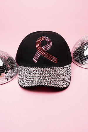 Pink Ribbon Dazzle Black Cap - Wholesale Accessory Market