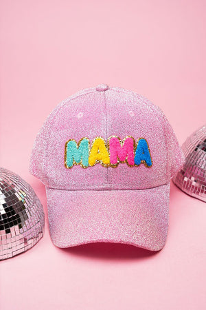 Mama Chenille Patch Pink Glitter Cap - Wholesale Accessory Market