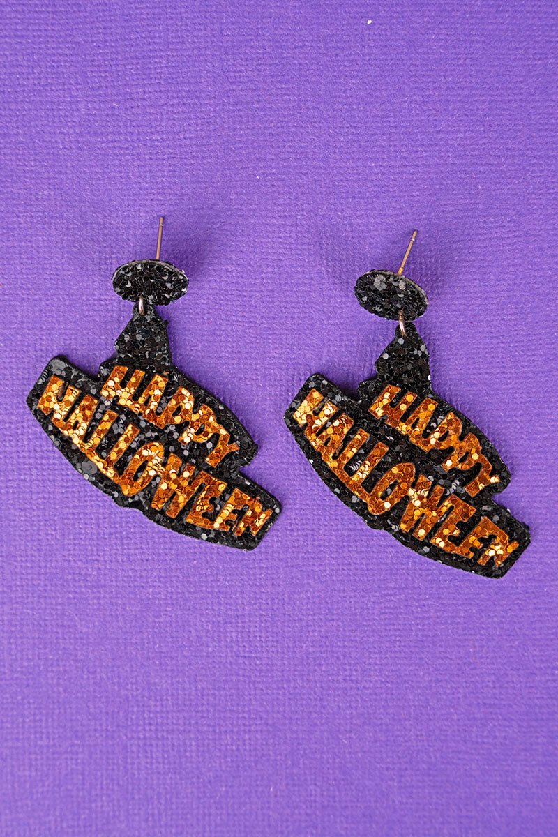 Halloween Black Banner Glitter Earrings Wholesale Accessory Market