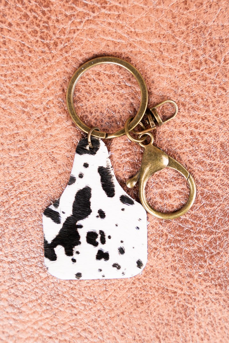 Sunset Canyon Black Cow Cattle Tag Keychain Wholesale Accessory Market