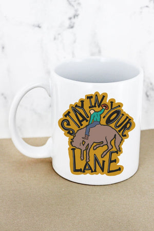 SALE! Stay In Your Lane Cowboy White Mug - Wholesale Accessory Market