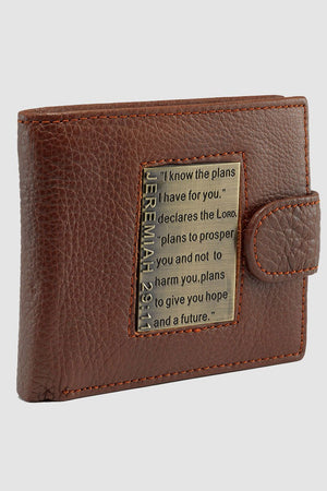 Jeremiah 29:11 Brown Genuine Leather Bi-Fold Wallet - Wholesale Accessory Market