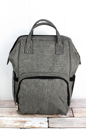 NGIL Steel Gray Crosshatch Diaper Bag Backpack - Wholesale Accessory Market