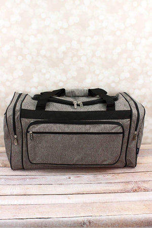 NGIL Steel Gray Crosshatch Duffle Bag with Black Trim 23" - Wholesale Accessory Market