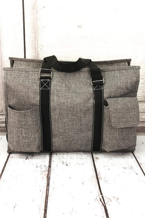 NGIL Steel Gray Crosshatch Utility Tote with Black Trim - Wholesale Accessory Market