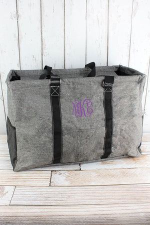 NGIL Steel Gray Crosshatch Collapsible Double Haul-It-All Basket with Mesh Pockets and Lid - Wholesale Accessory Market