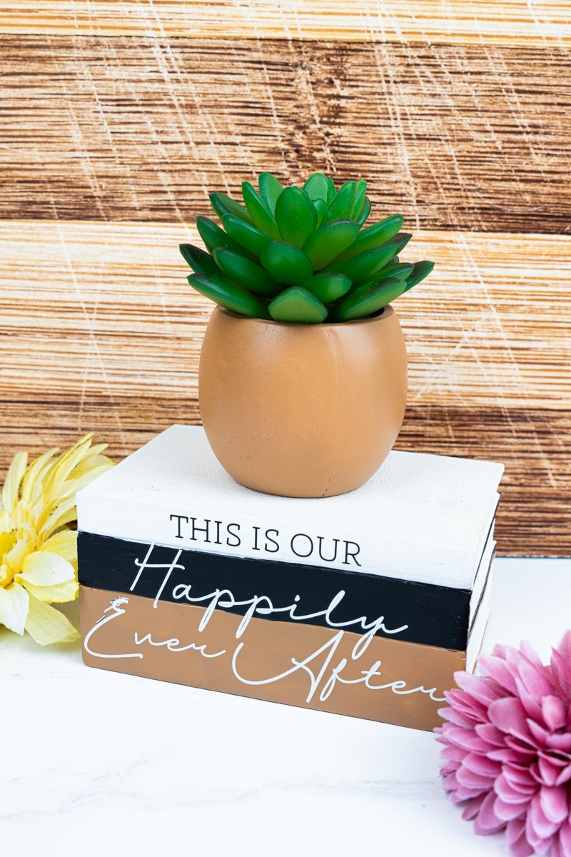 8 x 5 'Happily Ever After' Book Planter with Artificial Succulent - Wholesale Accessory Market