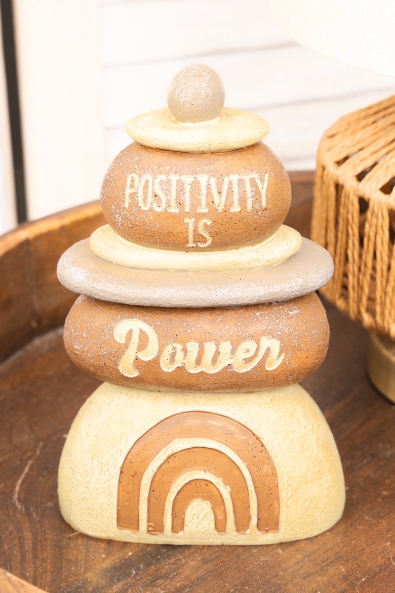 8.25 x 5.25 'Positivity Is Power' Resin Tabletop Wellness Rocks - Wholesale Accessory Market