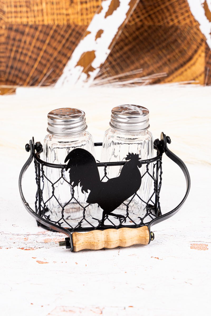 Rooster Basket with Salt & Pepper Shaker Set - Wholesale Accessory Market