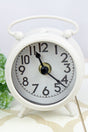 4.25 x 3.5 Antique White Iron Mini Old Fashioned Clock - Wholesale Accessory Market