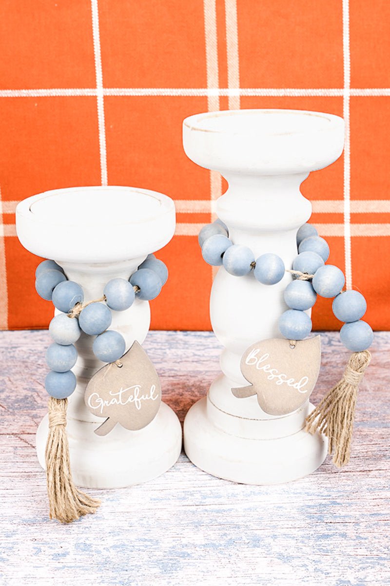 Grateful & Blessed Pillar Candle Holder 2 Piece Set Wholesale Accessory Market