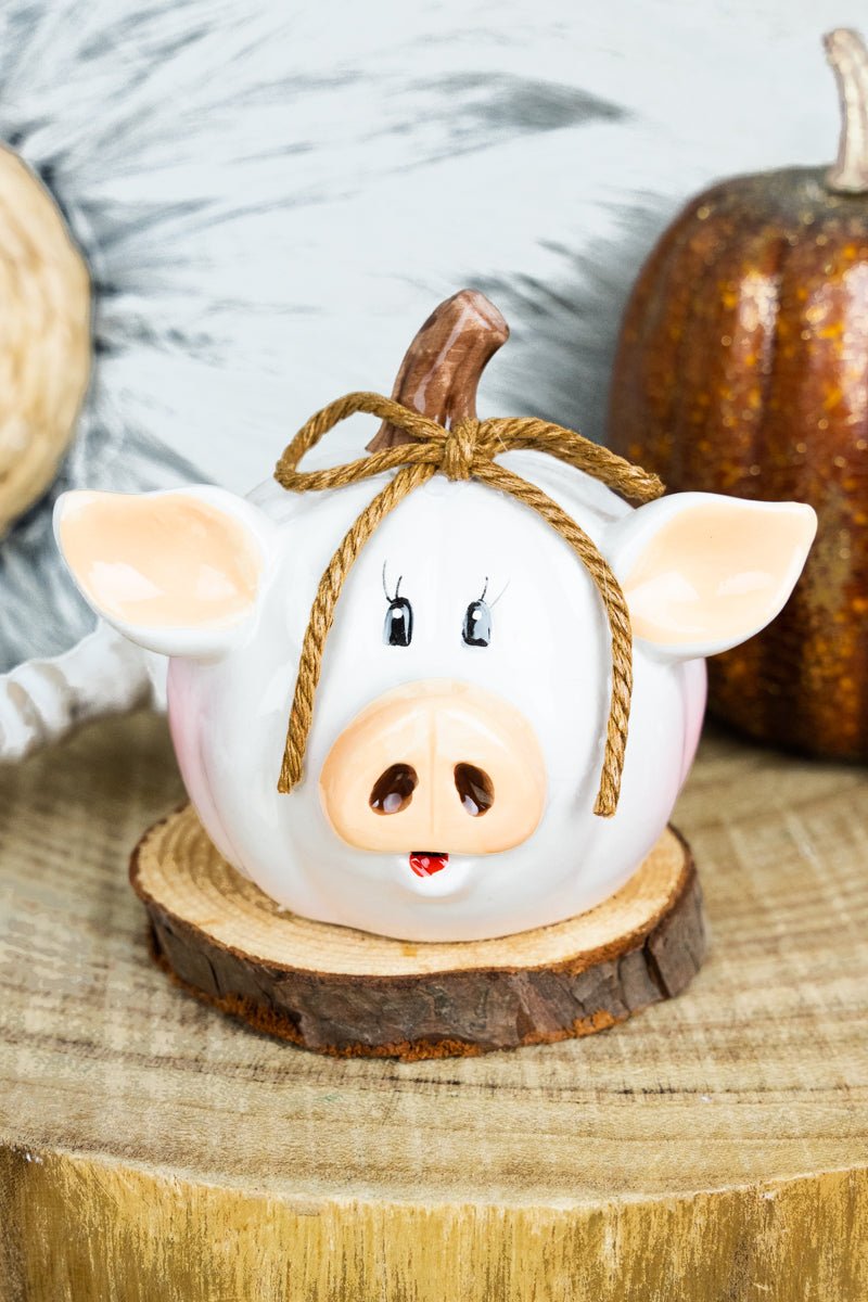 3.5 x 4 Country Pig Ceramic Pumpkin - Wholesale Accessory Market